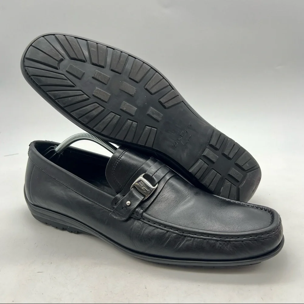 Salvatore Ferragamo Men’s Size 13 Leather Loafers Black.
